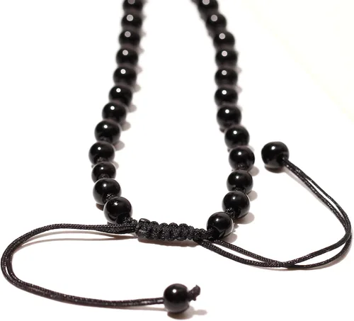 Vista 7 de Collar largo con colgante de cruz de obsidiana negra para mujeres y hombres, cristales y piedras con cuentas, amuleto ajustable, regalos de joyería