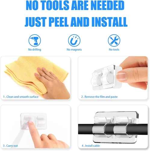 Vista 3 de Keviyi - Ganchos para luces de cadena al aire libre: 25 piezas de clips para cables resistentes con tiras adhesivas impermeables para colgar luces