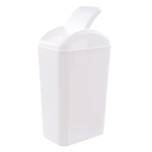 Vista 11 de Morcte - Cubo de basura pequeño de plástico de 3 galones con tapa abatible, color negro Basurero con tapa abatible, perfil delgado, para baño