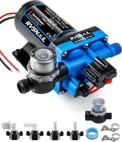 Vista 10 de Bomba de agua de 12V RV 4.0 GPM 45 PSI Bomba de diafragma de 3 cámaras