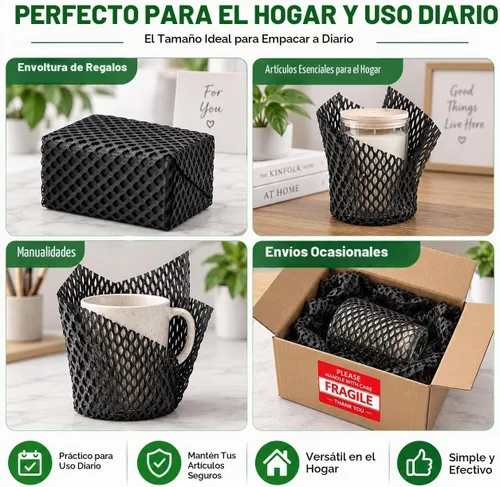 Vista 6 de Papel de embalaje de panal de abeja, papel de embalaje de 12" x 100', alternativa sustitutiva para envoltura de amortiguación de burbujas para Negro