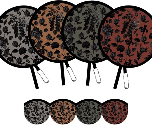 Vista 5 de Paquete de 4 Abanicos de Mano Plegables con Animales – Abanicos Redondos de Tamaño de Bolsillo para Hombres y Mujeres, Ventilador de Enfriamiento