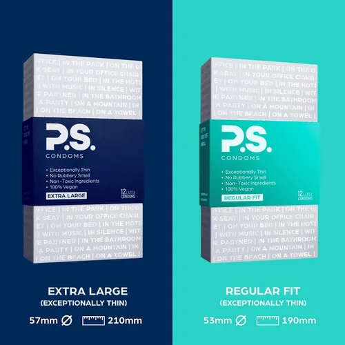 Vista 8 de PS Preservativos de látex excepcionalmente finos para hombres, inodoros y 100% veganos, condón lubricado ultrafino, 40% más delgado y transparente