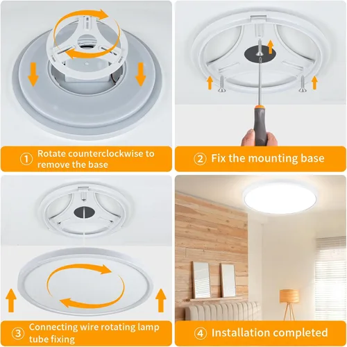 Vista 9 de Lámpara de techo de montaje empotrado de 12 pulgadas con control remoto y luces nocturnas, lámpara de techo LED regulable de 2700 K-6500 K, moderna