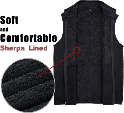 Vista 3 de Bonnroth - Chaleco de forro polar con cremallera completa para hombre, con cuello alto y bolsillo