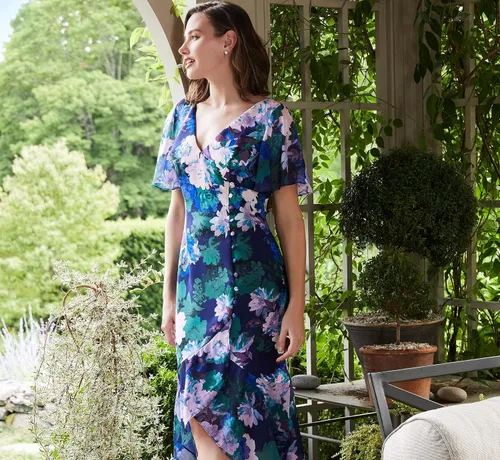 Vista 2 de Adrianna Papell Vestido con botones y estampado floral para mujer