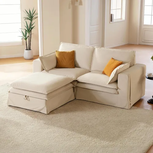 Vista 18 de Juego de sofá de 2 piezas de gran tamaño de 125 pulgadas para sala de estar, funda extraíble lavable, cómodo sofá nube de 3 plazas y sofá biplaza