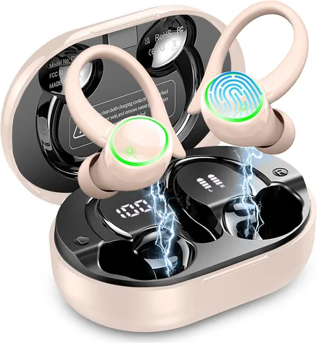Vista 9 de Auriculares inalámbricos Matast, auriculares Bluetooth deportivos, auriculares con gancho para el oído IP7 impermeables con entrenamiento
