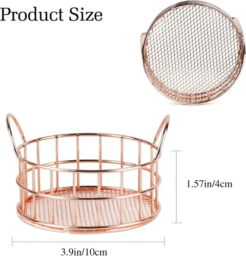 Vista 3 de Soporte de clip para carpeta de oro rosa, accesorios de escritorio de malla, dispensador de metal para escritorio, organizador de cajones