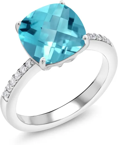 Vista 41 de Gem Stone King Anillo de compromiso de plata de ley 925 con piedra preciosa de corte cojín de 0.39 pulgadas Anillo de compromiso de aniversario