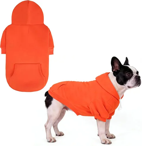 Vista 32 de KOOLTAIL Sudadera básica con capucha para perro, suave y cálida, con agujero para correa y con bolsillo, abrigo de invierno para perros, ropa