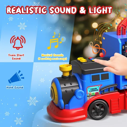 Vista 3 de AuroTops Juguetes para niños de 3, 4, 5, 6 años para niños, niña, niño, juguetes 2 en 1, camiones de juguete para niños pequeños, juego de tren