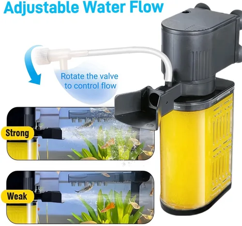 Vista 4 de Filtro de acuario para acuario de 20 a 50 galones, filtros ultrasilenciosos para pecera, filtración bioquímica de 200 GPH, potente bomba sumergible