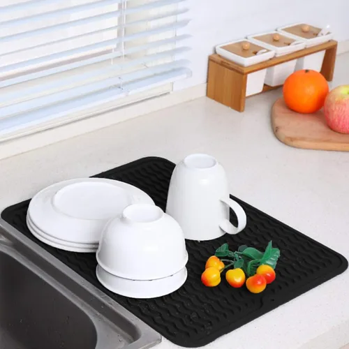 Vista 5 de Tapete grande para secar platos, alfombrillas de silicona de múltiples usos para múltiples usos, tapete de secado para encimera de cocina, 12 x 16