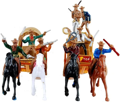 Vista 3 de NWFashion 55 unids/set West Cowboys American Indians Figura de plástico Playset Accesorios