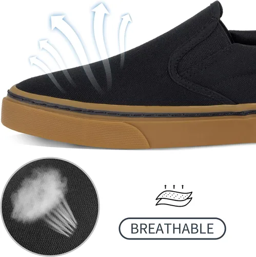 Vista 4 de Zapatos bajos clásicos negros para hombre, zapatillas de lona de moda con plantilla suave, zapatos de vestir casuales para hombres, zapatos cómodos