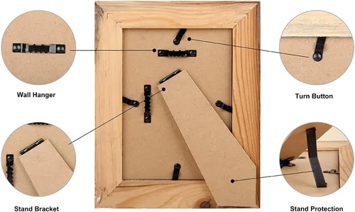 Vista 3 de Portarretratos rústico de madera de granero de 5 x 7 pulgadas, juego de 2 unidades, madera natural recuperada, cristal real, diseño de granja