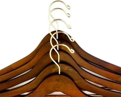 Vista 8 de Quality Hangers Perchas de madera hermosas y resistentes para trajes, perchas curvadas ideales para viajeros, perchas resistentes con barra