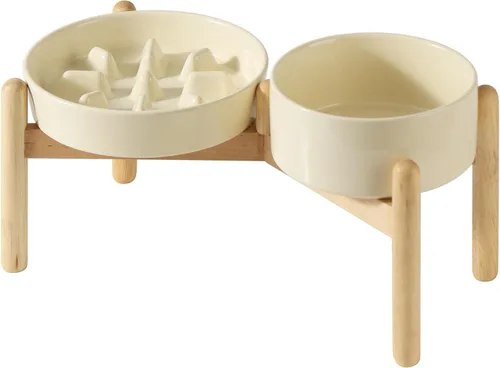 Vista 26 de Havniva Cuencos elevados para perros de alimentación lenta, 6.1 pulgadas 1 x café marrón - C