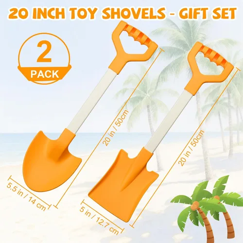 Vista 2 de Palas de playa de arena largas de 20 pulgadas para niños, palas de plástico resistente de verano, cucharas para arena, palas, juguete para caja