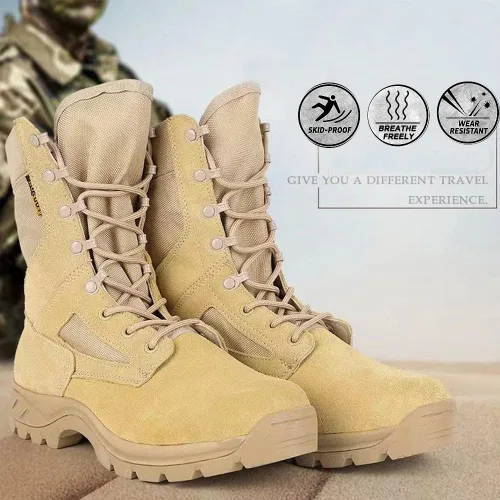 Vista 6 de BPKW IDS852 - Botas tácticas militares de combate para hombre, calzado para senderismo, senderismo, mochilero, zapatos de trabajo al aire libre