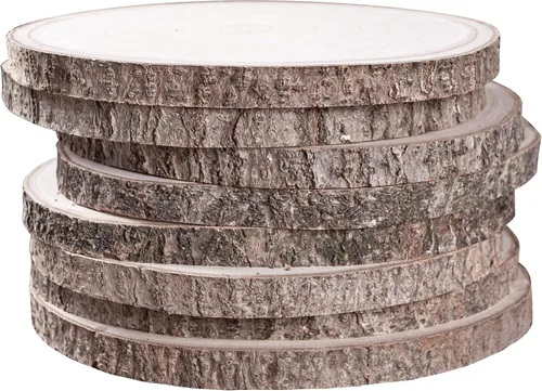 Vista 9 de Sancodee 8 piezas grandes de rodajas de madera sin acabar, tablas de madera de 6-7 pulgadas para centros de mesa, círculos de madera natural