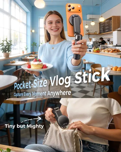 Vista 7 de 【Máximo 17"】 Mini trípode magnético MRGLAS Selfie Stick para iPhone Negro