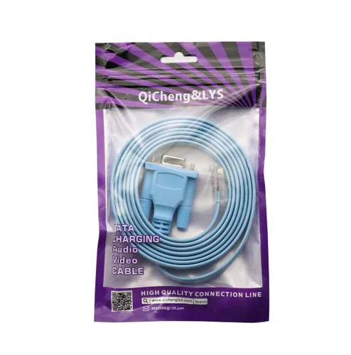Vista 5 de Cable de consola Cisco de 9 pines DB9 hembra Serial RS232 a RJ45 macho Cat5 Ethernet LAN Rollover Cable de conmutador Cisco (DB9P a RJ45 1.8M)