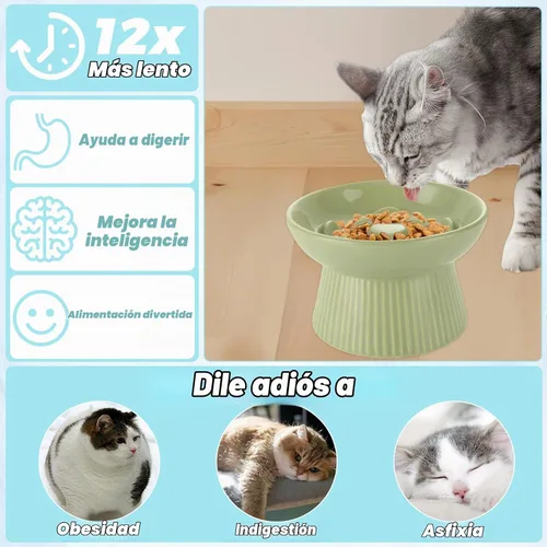Vista 3 de STARVAST Paquete de 2 cuencos de cerámica para gatos de alimentación lenta
