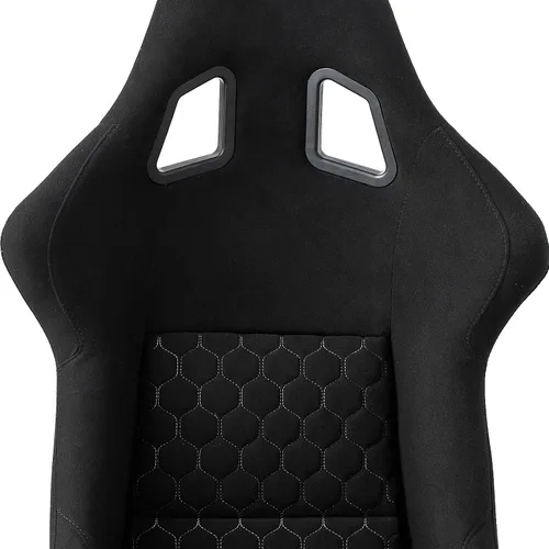 Vista 8 de Tamaño L Pieza De Asiento De Carreras Con Respaldo De Fibra De Vidrio Fuerte Universal Para Coches Tela Negra Costura De Diamante Blanca Con