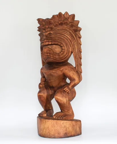 Vista 2 de G6 Collection Escultura de estatua tribal primitiva de madera extra grande de 24 pulgadas, hecha a mano, tótem de barra tiki, hecho a mano, regalo