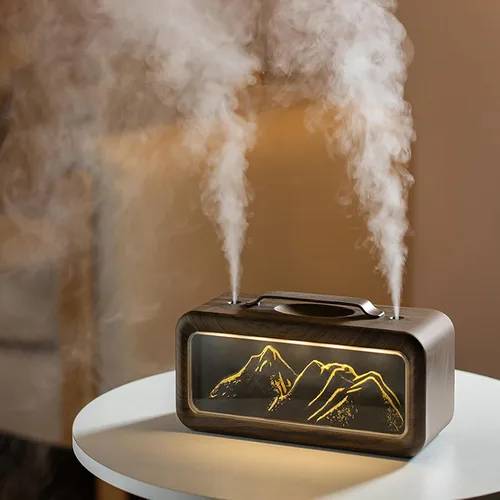 Vista 8 de Humidificador de doble pulverización, 20.3 fl oz, pequeño humidificador silencioso de niebla fría para plantas, dormitorio, oficina, hogar