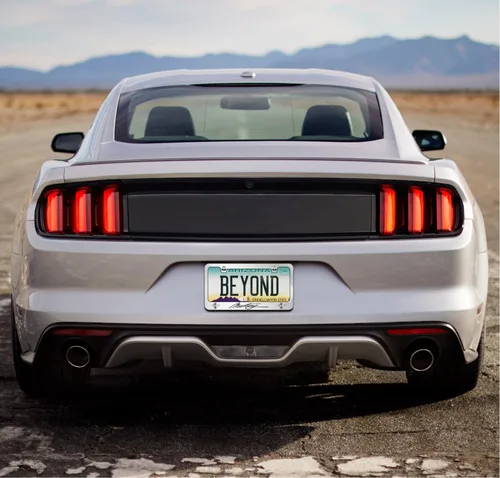 Vista 4 de iPick Image Hecho para Ford Mustang Script doble logotipo 3D letras en relieve en espejo marco de matrícula de metal cromado