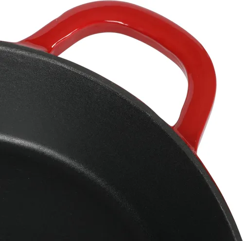 Vista 6 de Crock-Pot Sartén de hierro fundido esmaltado europeo de 10 pulgadas - rojo degradado
