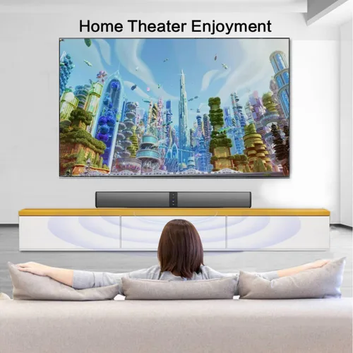 Vista 6 de JFX Barra de sonido para Smart TV, barra de sonido con Bluetooth 5.0, conexión 3/ARC/Opt/AUX, barra de sonido desmontable 2 en 1