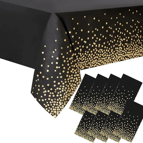 Vista 17 de 2 Empaques Mantel de Plástico Negro, 54 pulgadas x 108 pulgadas Cubierta de Mesa Rectangular Desechable para Fiestas, Adecuado para Cumpleaños