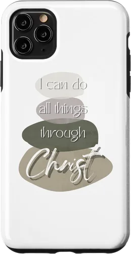 Vista 11 de Funda para iPhone 15 Christian I Can Do All Things Through Christ with Cairn