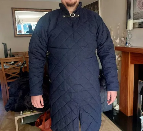Vista 2 de Medieval Celta Viking Acolchado Armadura Color Negro Gambeson con Mangas Completas