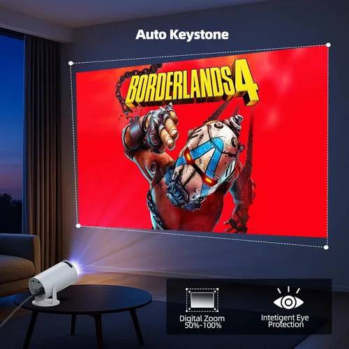 Vista 6 de Proyector con WiFi y Bluetooth, Mini Proyector, Soporte 4K 1080P Proyectores de Películas Inalámbricos Portátiles 220° Giratorio Pantalla de 130