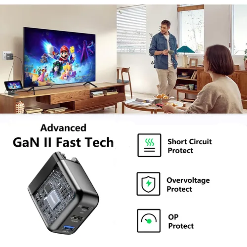 Vista 7 de RREAKA Switch Dock Charger for Nintendo SwitchOLED, Portable TV Docking Station for Nintendo Switch 4K60Hz HDMIUSB2.0PD USB-C Fast Charging Ports
