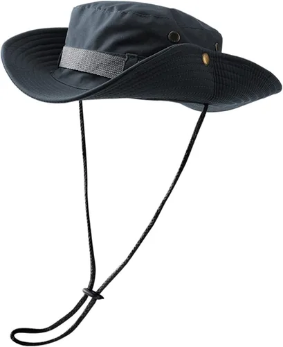 Vista 3 de Sombrero de pescador para hombre y mujer, de ala ancha, sombrero de safari, plegable, protección UV, playa, viajes, pesca, senderismo, sombrero