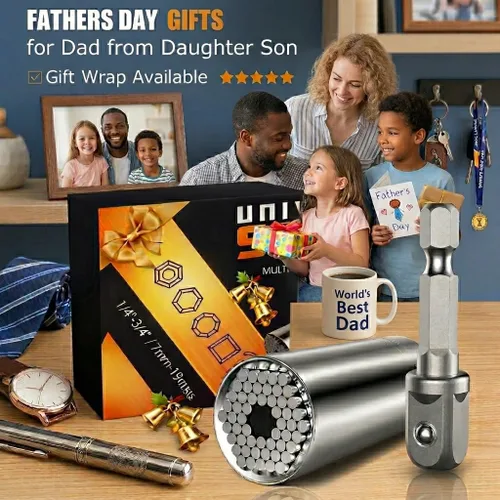 Vista 3 de Regalos para el Día del Padre de parte de hija, hijo, esposa, herramientas de enchufe súper universales para hombres, juego de agarre con adaptador