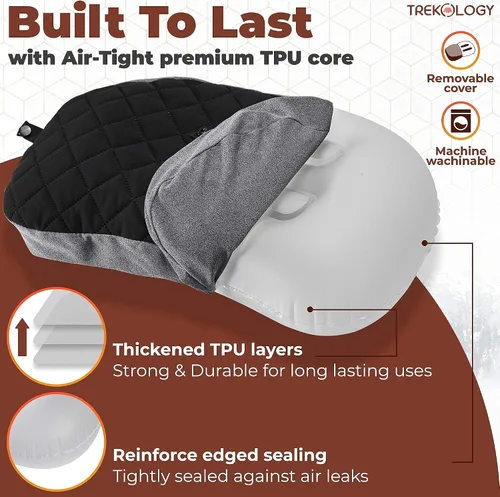 Vista 7 de ALUFT2 - Almohada inflable para campamento, almohada de camping de lujo para mochileros, almohadas de mochilero ultraligera, almohada inflable