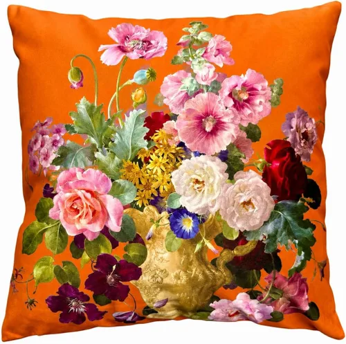 Vista 24 de Funda de cojín floral ligera de lujo, 18 x 18 pulgadas, pintura al óleo retro victoriana de doble cara, fondo negro, flor vibrante, funda de cojín