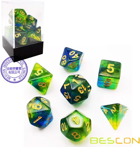 Vista 5 de Bescon - Juego de 7 dados poliédricos de piedra lunar