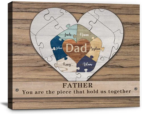 Vista 18 de Eternalart Regalos únicos para papá, abuelo, esposo de hija, hijo, esposa, impresiones en lienzo personalizadas con nombres de niños para padre