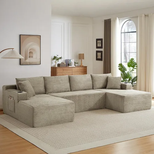 Vista 55 de Sofás seccionales de 105" para sala de estar, sofá cloud con forma de L tapizado, sofás modulares sin estructura rígida, sofá seccional moderno