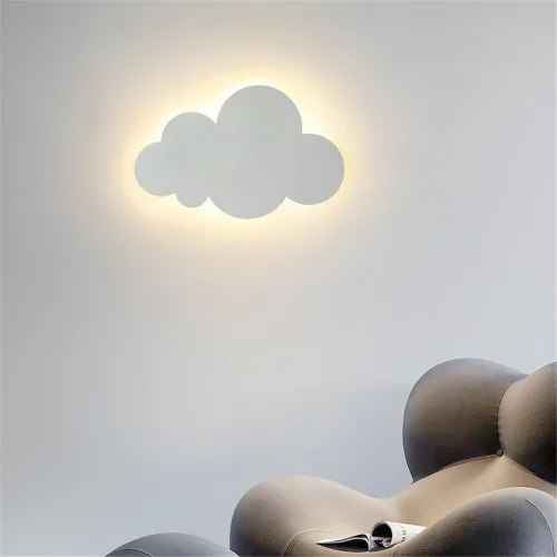 Vista 2 de Lámpara de pared de nube para niña, niño, caricatura, dormitorio, mesita de noche, lámpara decorativa de pared, personalidad creativa, arte