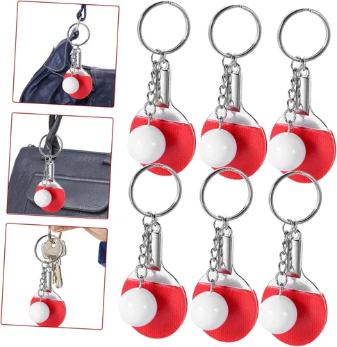 Vista 6 de BESPORTBLE Conjuntos de llaveros de tenis para mujer, llavero decorativo pequeño deportivo para mujer, Rojo