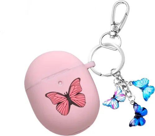 Vista 6 de Funda para Google Pixel Buds Pro 2022, bonita funda de silicona suave con diseño de mariposa de dibujos animados, funda de carga para auriculares
